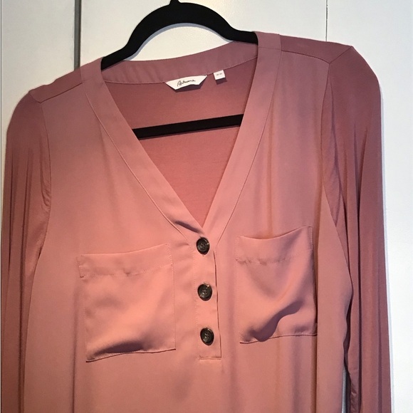 Reitmans Dusty Rose Women’s Long Sleeves Top 2 different Fabrics Size USM - Picture 3 of 10
